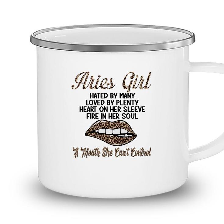 Aries Girl Leopard A Mouth She Cant Control Birthday Gift Camping Mug