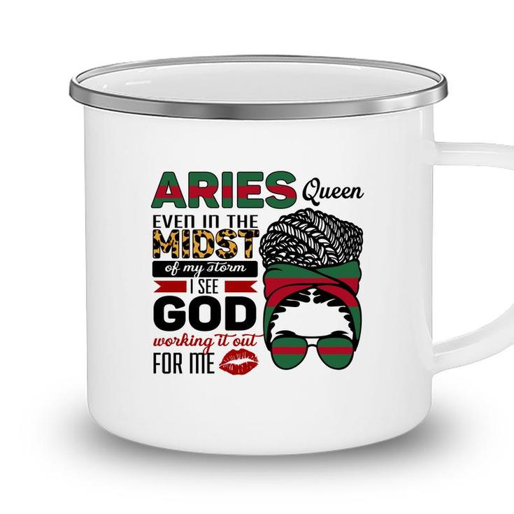 Aries Girls Aries Queen Ever In The Most Of My Storm Birthday Gift Camping Mug