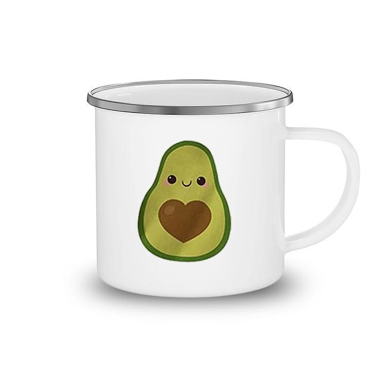 Avocado Letter Print Cute Heart Camping Mug