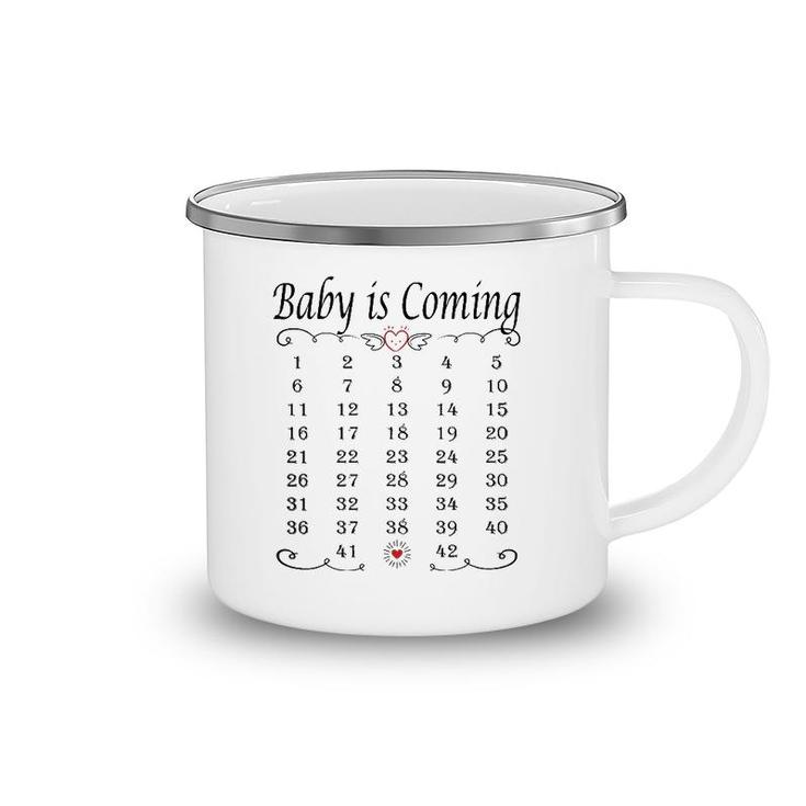 Baby Is Coming Calendar Pregnancy Memory Funny Announcement Camping Mug