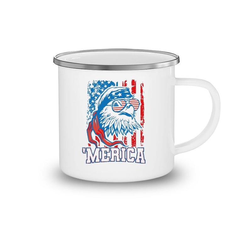 Bald Eagle American Flag Patriotic Usa 4Th Of July Camping Mug