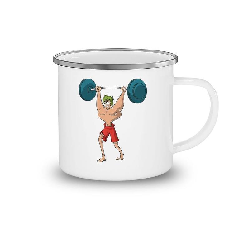 Barbell Weight Lifting Workout Funny Camping Mug