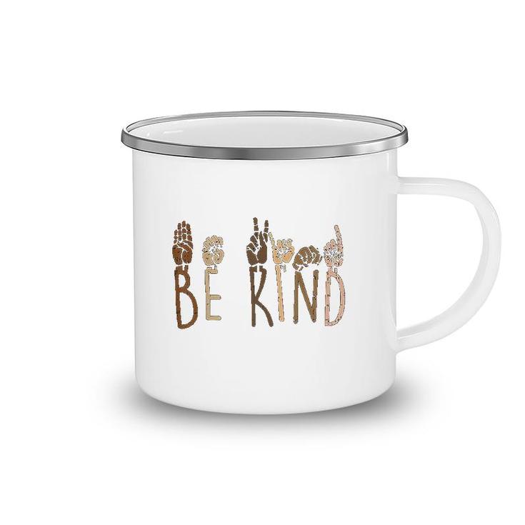 Be Kind Hand Signs Camping Mug