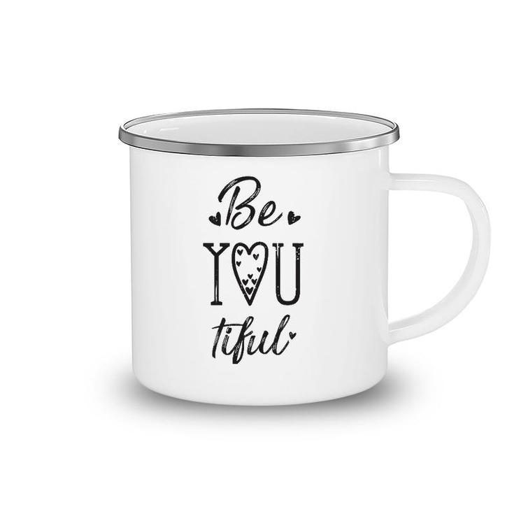 Be You Tiful Hearts Beautiful Tee Camping Mug