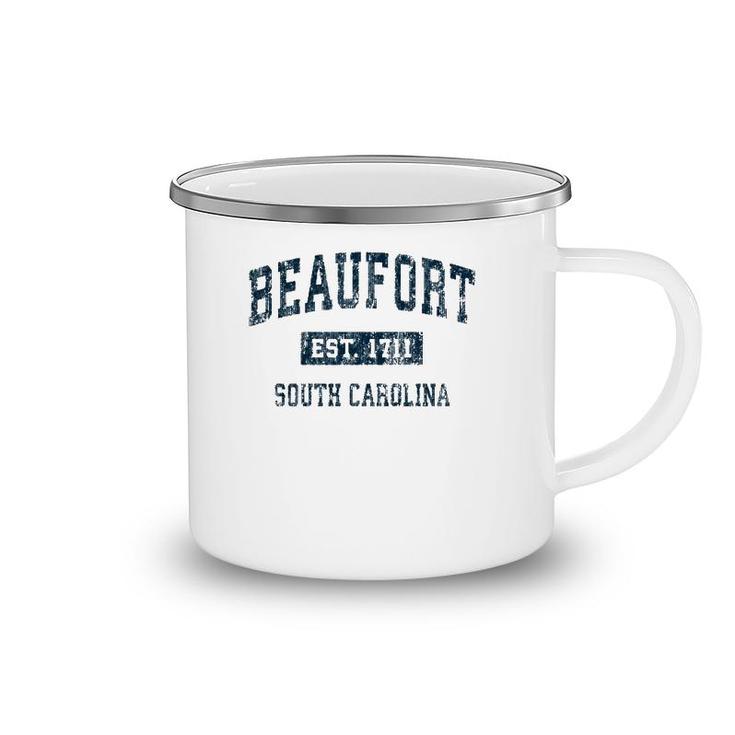 Beaufort South Carolina Sc Vintage Sports Design Navy Print Camping Mug
