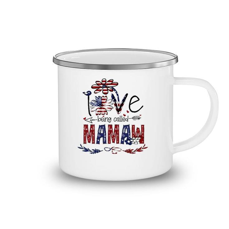 Being Called Mamaw Sunflower Usa Flag 4Th July Patriotic Camping Mug