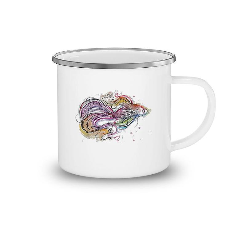 Betta Fish Art Colorful Camping Mug