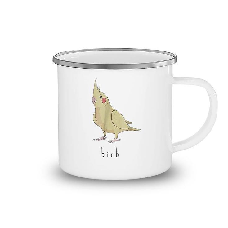 Birb Meme   Yellow Cockatiel Bird Camping Mug