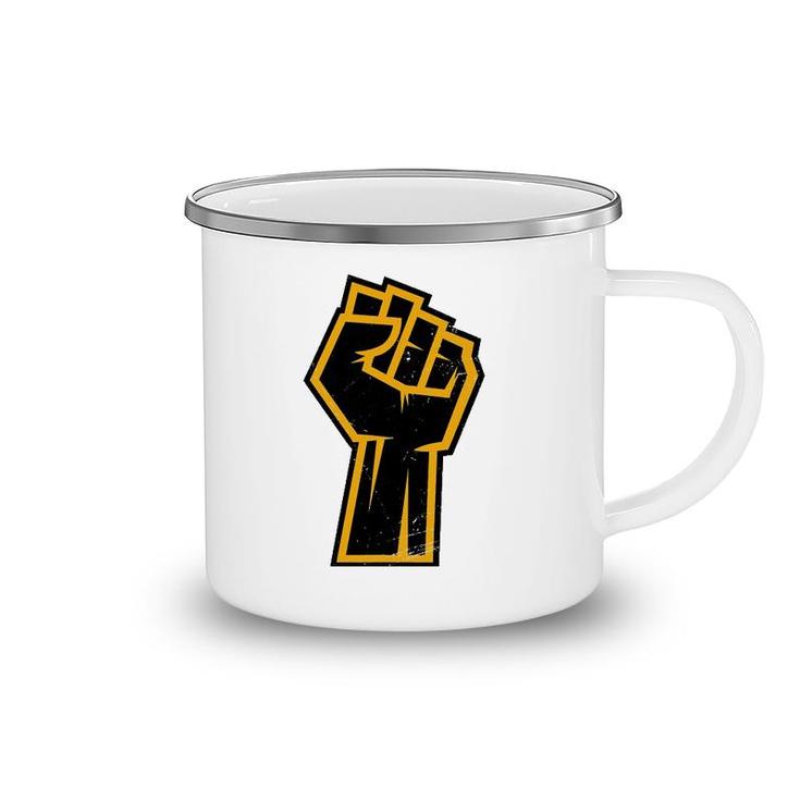 Black History Month African American Golden Protest Fist Camping Mug