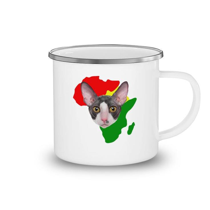 Black History Month African Map Cornish Rex Gift For Pet Lovers Proud Black Camping Mug