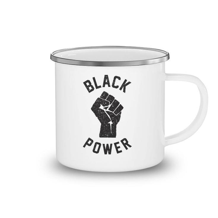 Black Power Raised Fist Vintage Camping Mug