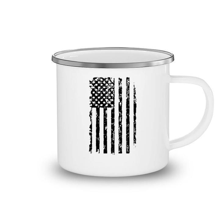 Black Usa Flag  United States Camping Mug