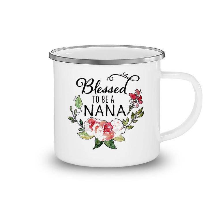 Blessed To Be A Nana With Pink Flowers Camping Mug