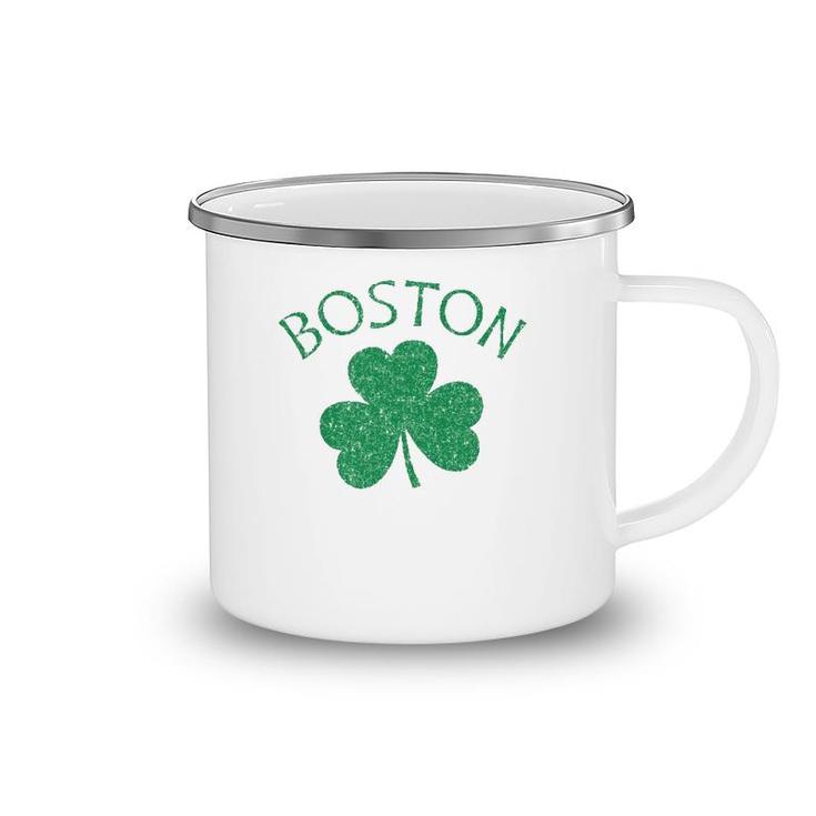 Boston Irish Shamrock Distressed Green Print  Camping Mug