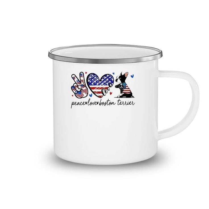 Boston Terrier Dog Lover Usa Flag 4Th Of July Camping Mug