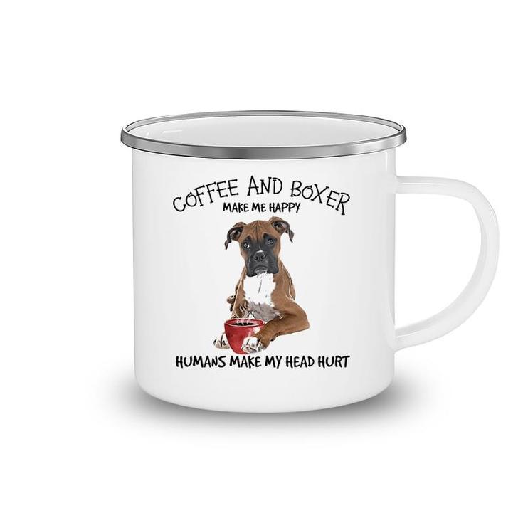 Boxer And Coffee Make Me Happy Camping Mug