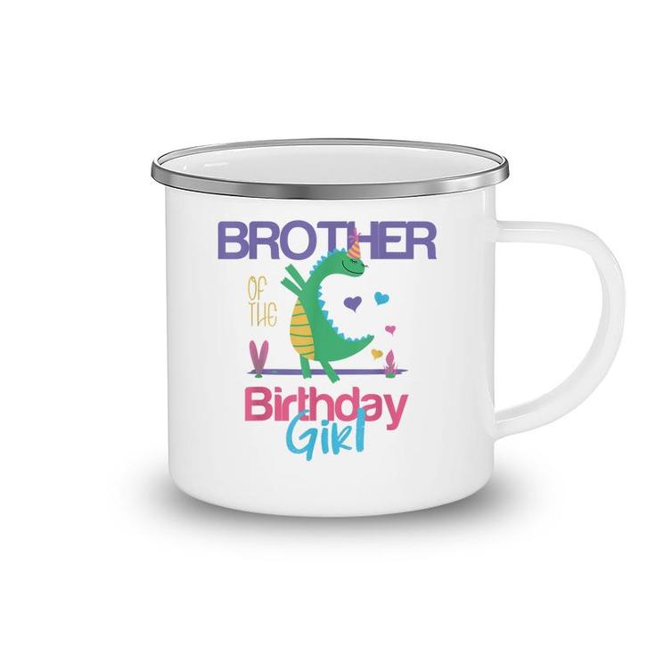 Brother Of The Birthday Girl Dinosaur Theme Matching Family Camping Mug