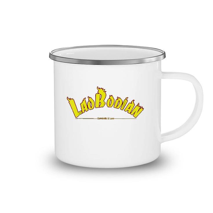 Cambodia Laos Flaming Text Laobodian Camping Mug