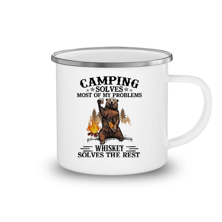 Camping Solves Most Of My Problems Bear And Whiskey Camping Mug