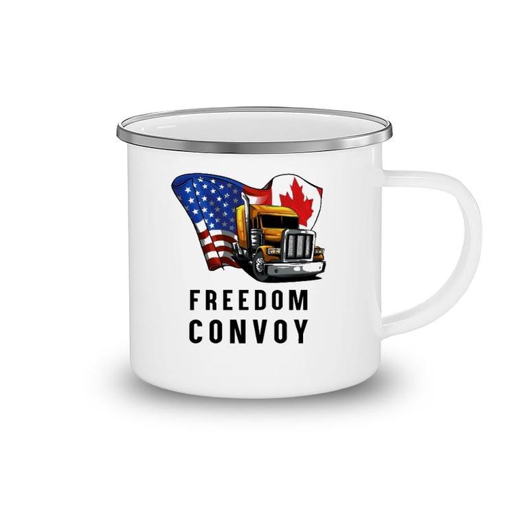 Canada Flag Freedom Convoy 2022 Canadian Trucker Maple Leaf  Camping Mug