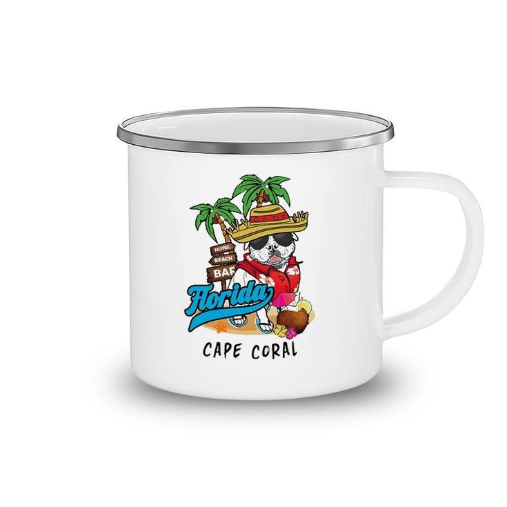 Cape Coral Florida Beach Party Bulldog Sunglasses Souvenir Camping Mug