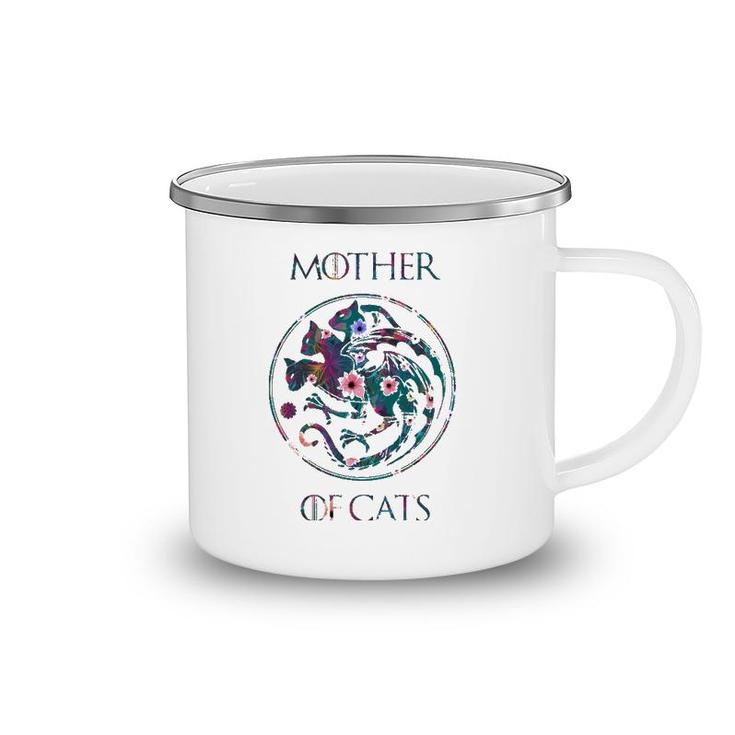 Cat Lovers  Mother Of Cats With Floral Art Camping Mug