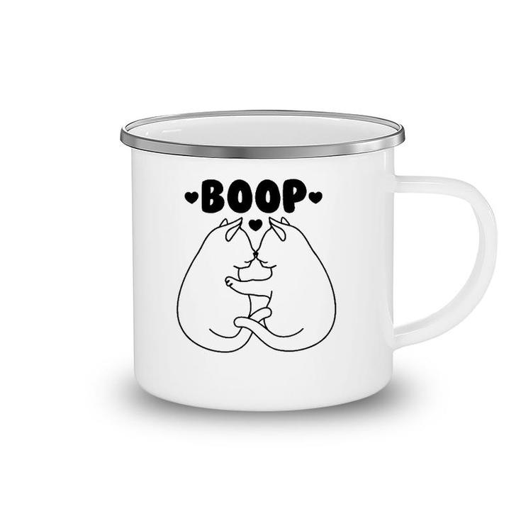 Cats Booping Noses Funny Cat Boop Camping Mug