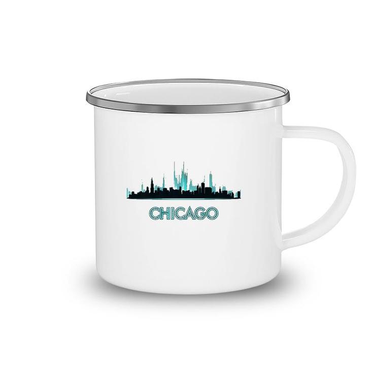 Chicago Skyline Design Windy City Lovers Gift Nice Souvenir Premium Camping Mug