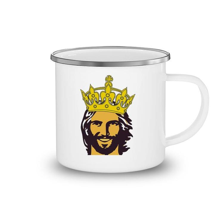 Christian Faith Jesus With King Crown Design Camping Mug