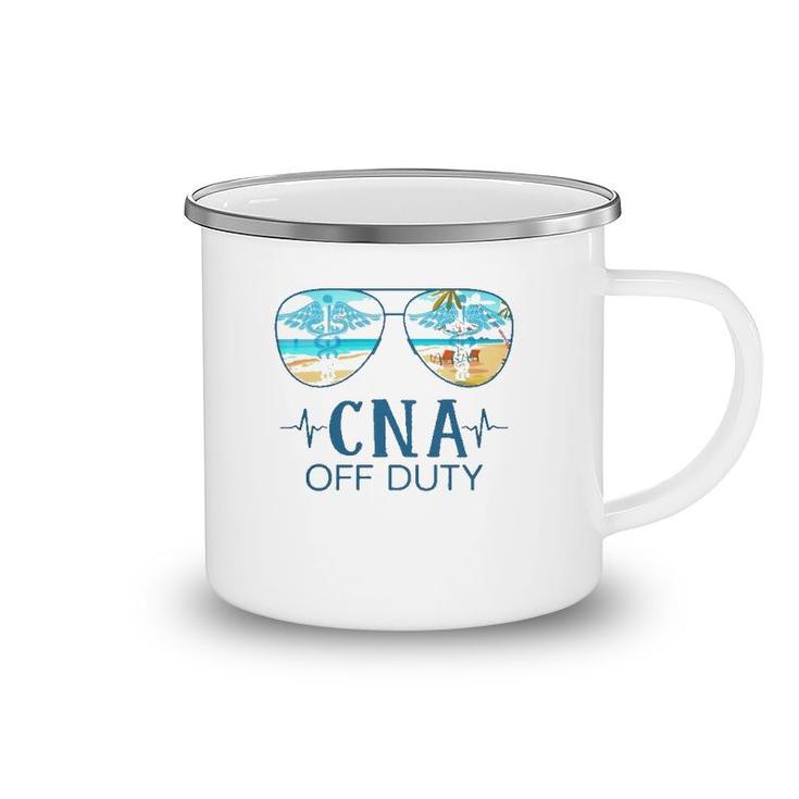 Cna Off Duty Nurse Caduceus Summer Vacation Beach Sunglasses Heartbeat Camping Mug