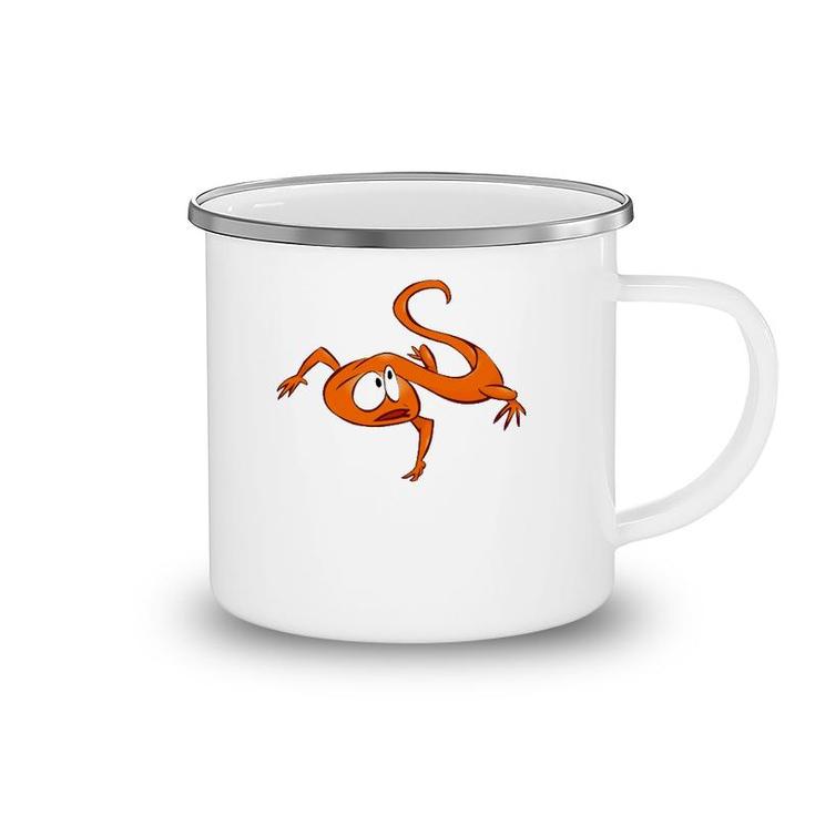 Cool Cartoon Orange Baby Lizard Design Camping Mug