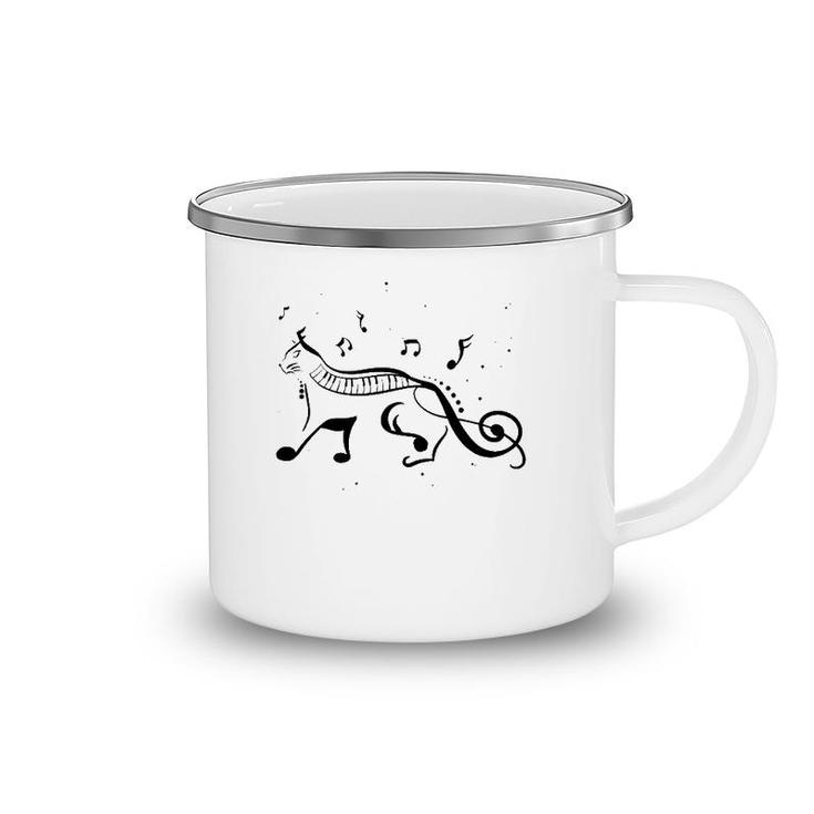 Cool Cat Treble Clef Music Funny Kitty Notes Musician Gift Camping Mug