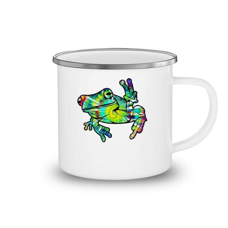 Cool Peace Frog Tie Dye For Boys And Girls Premium Camping Mug