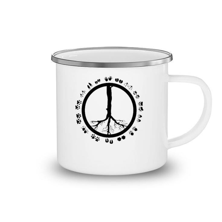 Cool Peace Sign Animal Rights Gift Funny Animal Footprints Camping Mug