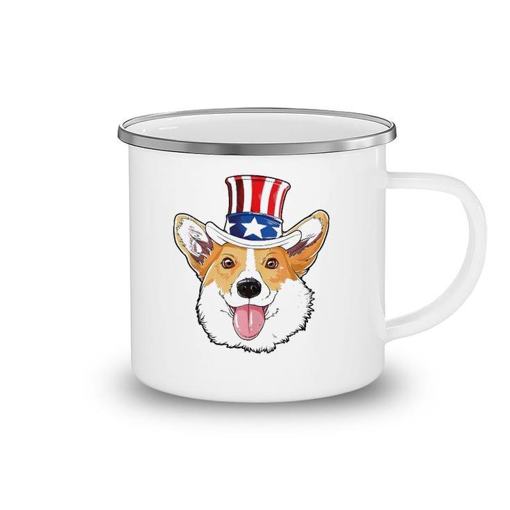 Corgi 4Th Of July Uncle Sam Men Usa American Flag  Camping Mug