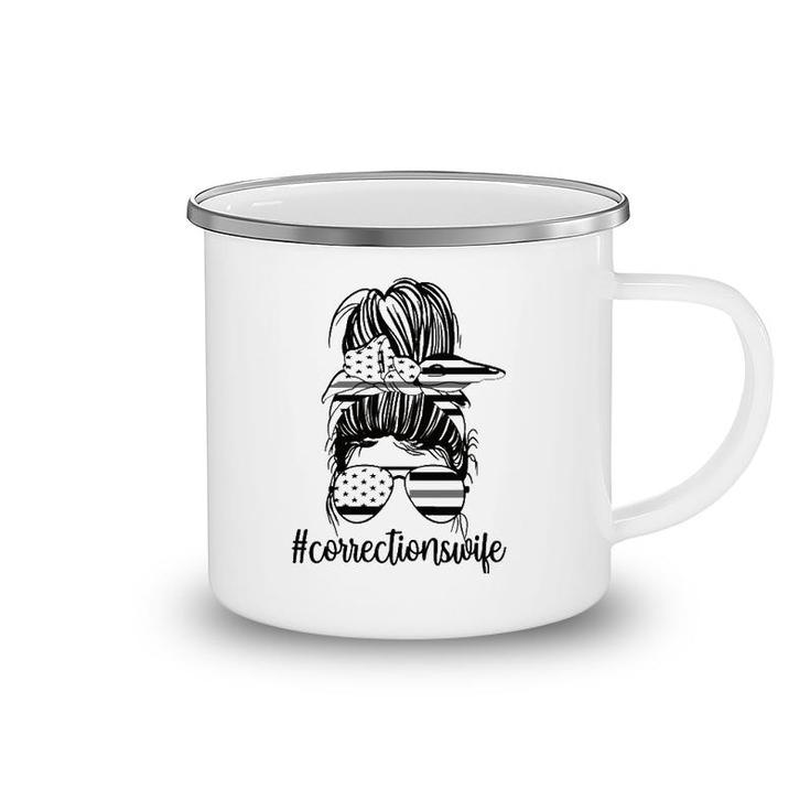 Corrections Wife Messy Bun Proud Correctional Officer Wife  Camping Mug