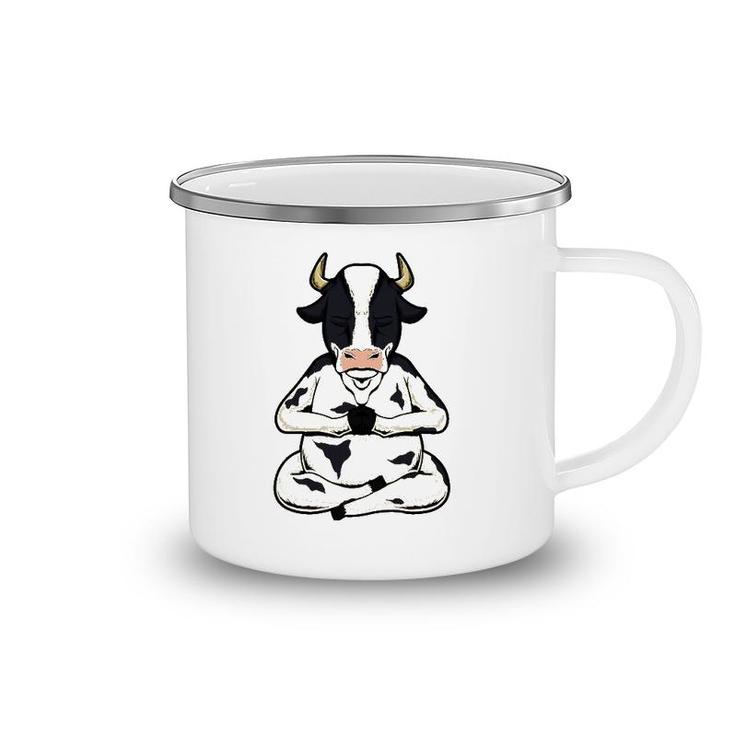 Cow Yoga Meditating Calf Yogi Bull Sitting Yoga Pose Namaste Camping Mug