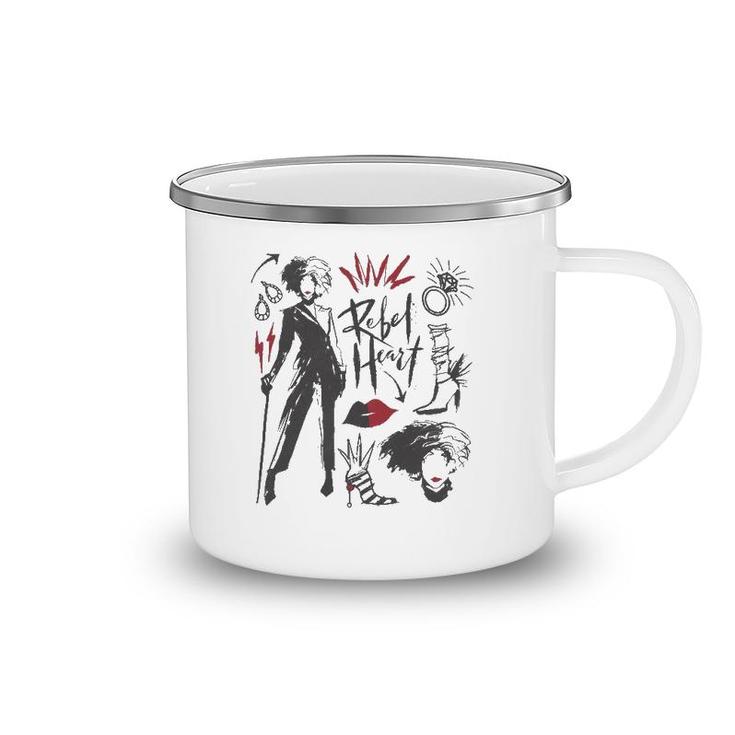 Cruella Rebel Heart Collage Sketches Camping Mug