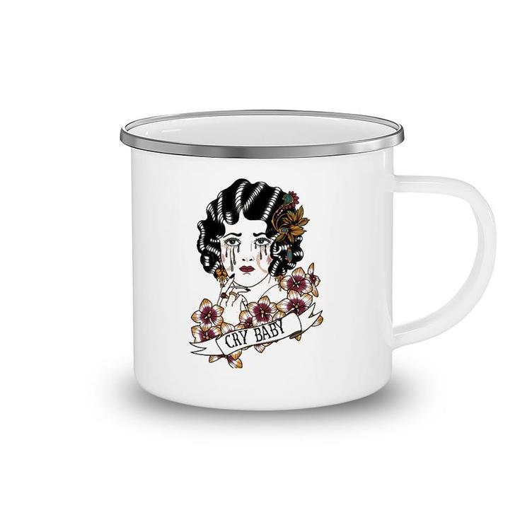 Cry Baby American Traditional Old School Lady Tattoo Camping Mug