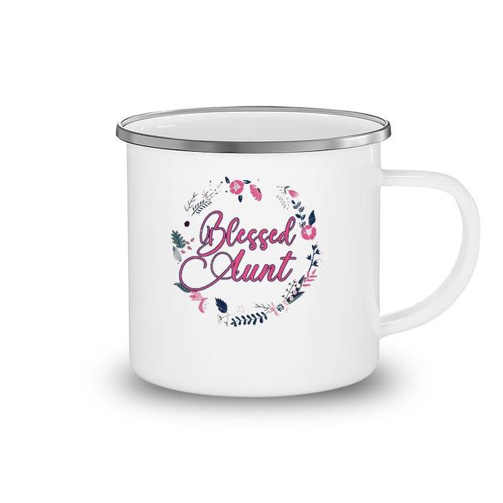 Cute Blessed Aunt Women New Aunty Auntie Sister Girl Flower Premium Camping Mug