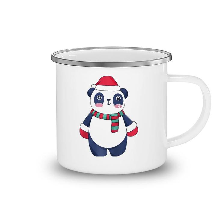 Cute Christmas Baby Panda Bear Santa Hat Scarf And Gloves Raglan Baseball Tee Camping Mug