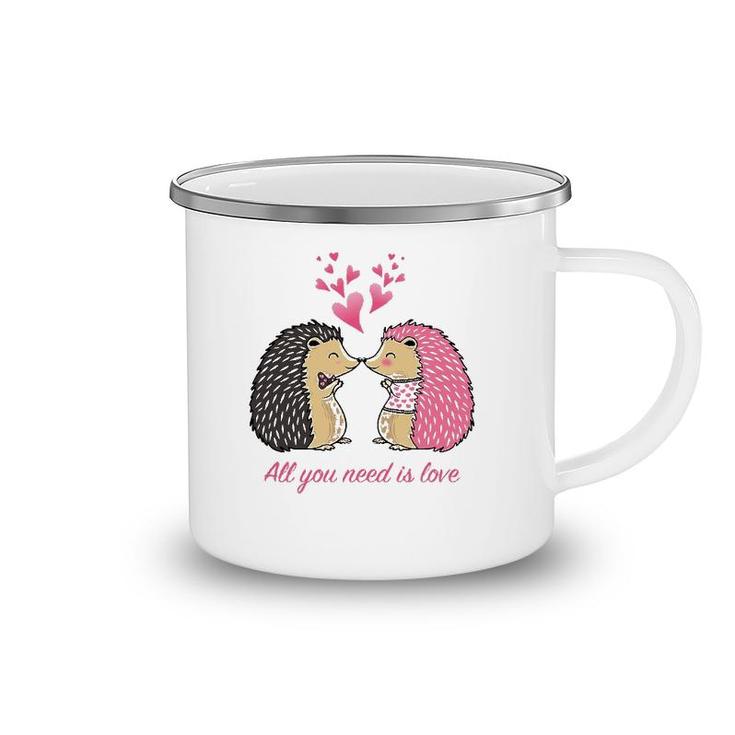 Cute Hedgehogs Kissing Valentine's Day Gift For Her Camping Mug