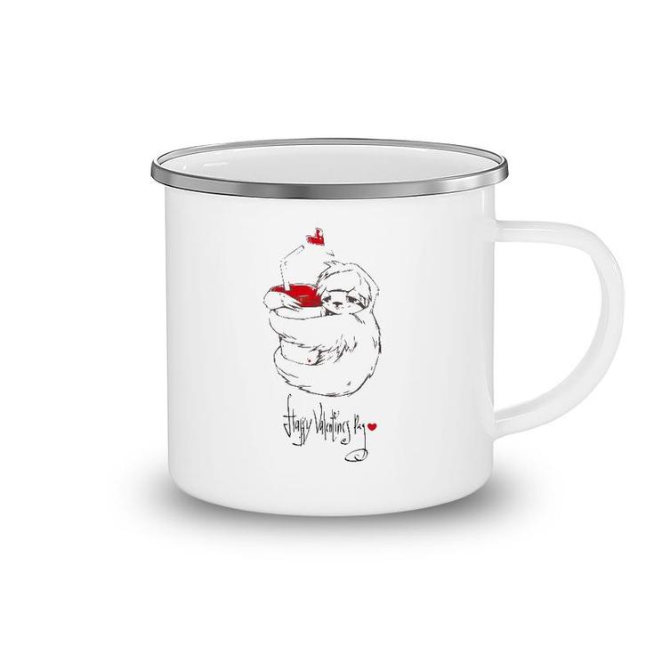 Cute Sloth With Cup Happy Valentine's Day Camping Mug