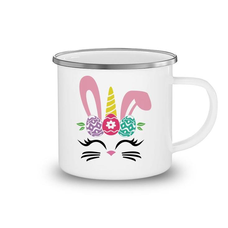 Cute Unicorn Bunny Cat Face Happy Easter Day Camping Mug