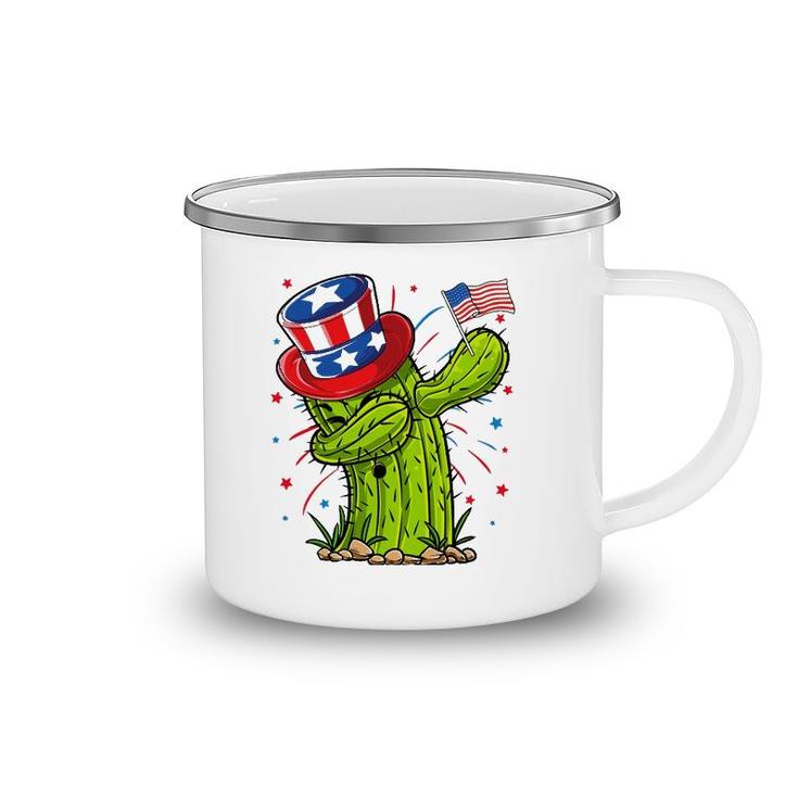 Dabbing Cactus 4Th Of July Women Usa Flag Succulent Camping Mug