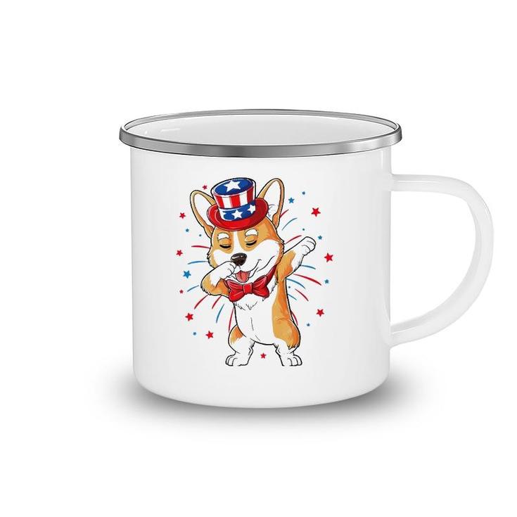 Dabbing Corgi 4Th Of July Merica Dog Usa American Flag Kids  Camping Mug