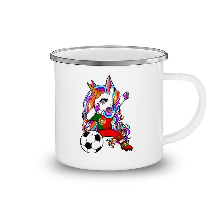 Dabbing Unicorn Portugal Soccer Fans Jersey Flag Football Camping Mug