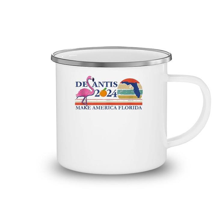 Desantis 2024 Make America Florida Flamingo Vintage Retro  Camping Mug