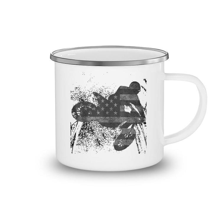 Dirt Bike American Flag Camping Mug
