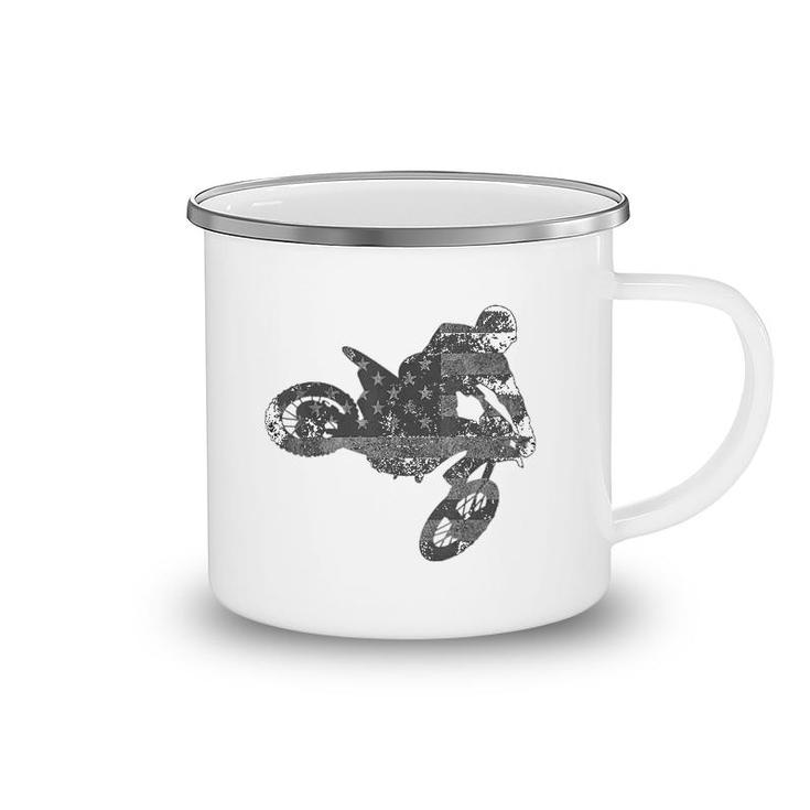 Dirt Bike American Flag Motocross Camping Mug
